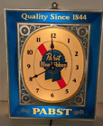 Vintage Pabst Blue Ribbon Pbr Beer Lighted Clock Sign Working