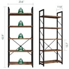  5 Tiers Bookshelf  Classically Tall Bookcase Shelf  Industrial Rustic Brown