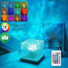 Wireless Led Night Light Ocean Wave Aurora Projector Lamp 16 Colors Rechargeable