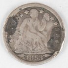 1853 Seated Liberty Dime Love Token Ornate Initials Ct