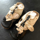 Antique Victorian 2 Tone Leather Baby Dress Shoes Side Button Black   White