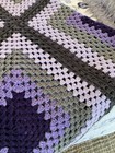Vintage Handmade Granny Square Afghan Blanket Throw Purple Gray Grey 60 X 110
