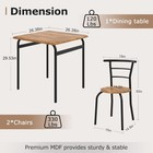3 Piece Dining Table   Chairs Set For 2  Metal And Wooden Square