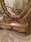 Vintage Florentine Gilt Wood Boudoir Vanity  Swivel Mirror 1 Drawer Jewelry Box