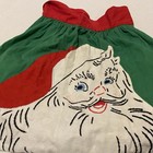Vintage Hand Embroidered Santa Head Half Apron With Jingle Bells Red Green