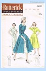 1950s Vintage Butterick Sewing Pattern 6400 Uncut Misses Dress   Redingote 32 B