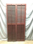 Pair Antique Window Wood 16x66 Louvered Shutters Shabby Red Old Vtg 1150-24b