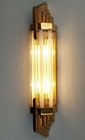 Antique Old Vintage Art Deco Brass   Milk Glass Rod Ship Light Wall Sconces Lamp
