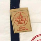 Trader Joe   s Large Reusable Heavy Canvas Shopping Bag  Off White   Navy Blue