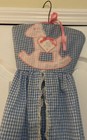 Vintage Homemade 90s Diaper Stacker Holder Blue Gingham Pink Rocking Horse