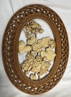 Two 1978 Mcm Syroco Faux Wicker 17  Oval Wall Decor Vintage Usa 7546   7547