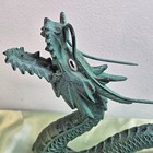 Japanese Green Metal Art Dragon Sculpture Vintage
