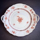 Herend Chinese Bouquet Platter Cake Plate Server Rust Round 12    Handles Hungary