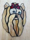 Vintage Stained Glass Yorkie Yorkshire Terrier Dog Suncatcher Real Glass   Lead 