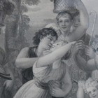Pair Of Antique Neoclassical Genre Scene Prints  Framed  C1890