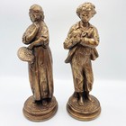 Borghese Vintage Pair Of Italian Renaissance Chalkware Figurines Metallic Finish