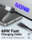 Clavoop Short Usb A To C Cable 3 Inch  60w Fast Charging 3 Inch  Grey 