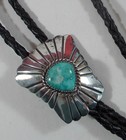 Sterling Silver Bolo Lovely Turquoise Colored Stone Native American Design Style