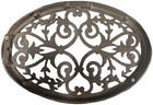 Vintage 1950s Cast Iron Oval Trivet Scroll Vine Design Wall Plaque Kitchen Decor