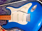 Vtg 1987 Fender Strat Squire Electric Guitar Japan Blue Case Scratches E Series
