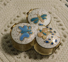Vintage Pill Box Trinket Box Vintage Enamel Butterfly Butterflies Brass Lucite