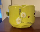 Anthropologie Faye Planter Glazed Stoneware Flowers Bees Butterfly Euc Pot