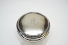 Vintage Cut Glass And Sterling Silver Dresser Jar With Powder Puff - Powder Jar