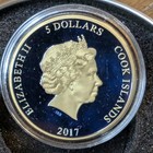 2017  5 Cook Isles Fantastic Beasts 1 Oz  999 Blue Silver Proof Gold Guilded 