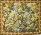 Fabulous Large Vintage French Verdure Woven Tapestry Wall Hanging  Bucolic Scene