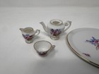 Vintage Miniature Porcelain Tea Set 9 Pc Floral Gold Trim Made In Occupied Japan