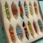 Set Of 12 Vintage Hand Blown Glass Wrapped Hard Candy Glass Ornaments Nib