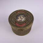 Antique French Gilt Bronze Box With Miniature Portrait   Glass Insert - Rare 