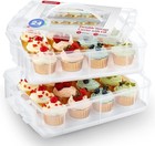 Plastic Cupcake Carrier 24 Count  2-layer Cupcake Holder Carries With Lid   H   