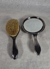 Antique Art Nouveau Derby Silver Plated  Beveled Hand Mirror   Brush Set
