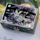 Mother Of Pearl Black Lacquer Inlay Jewellery Box For Women Vintage Organiser