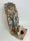Victorian German Die Cut Valentine W  Cupid Doves Flowers Honeycomb
