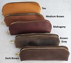 Upcycled Leather Case For Pens   Pencils  Zipper Close  Premium Remnants