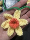     lovely Bright Hand Crochet Daffodil Bunting Camper Window Spring Sequin Gift
