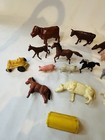 Marx Farm Animals Vintage Lot Of 18 Pieces Cow Hog Tractor Horses
