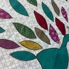 Pier 1 Imports Peacock Applique Cotton Shower Curtain Boho Jewel Tone Vtg