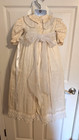 Vtg Ange Baptism christening Gown Ivory white 12 Month Pearl Buttons Lace Trim