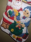 Vintage Bucilla Felt Christmas Stocking Kit 83199 Mr    Mrs  Claus Completed 18 
