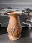 Vintage Middle Eastern Hand Hammered Copper Pitcher Ewer Etched   Scalloped