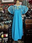 Beautiful Oaxaca Turquoise Dress In Cotton With Multi Color Embroidery M l
