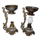 Antique Victorian Vapo Cresolene Medical Oil Lamp Lot Of 2