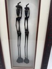Pair African Dogon-style Carved Wood Figures W  Brass Accents     12        Mid 20th C