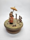 Vintage Thorens Swiss   Schmid Wood Figurine Music Boxes Pair