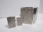 Rare Vintage Luxury Silver 950 Cigarette Case   Sterling Lighter Case Set 151g