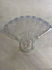 Vintage Antique Clear Art Deco Pressed Cut Glass Fan Vanity Perfume Tray