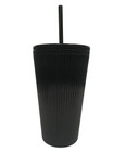 Starbucks Plastic Cold Cup Tumbler 2024 Pleated Metallic Grande  16 Fl Oz Black